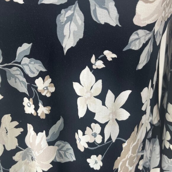 Old Navy Shift Dress Size Small Tall ST Black Floral LS Knit Swing Black - Picture 5 of 9